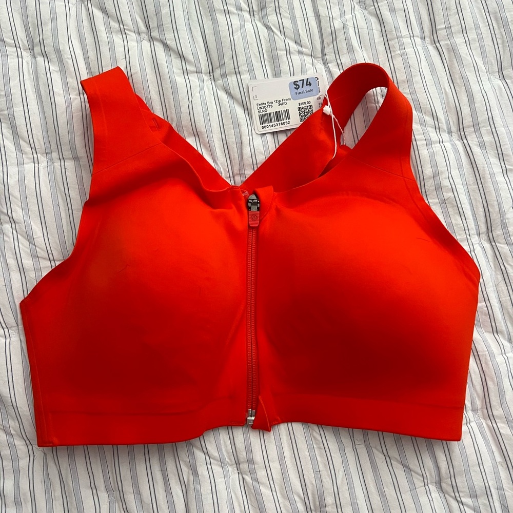 lululemon athletica Red Zip-Front Sports Bra